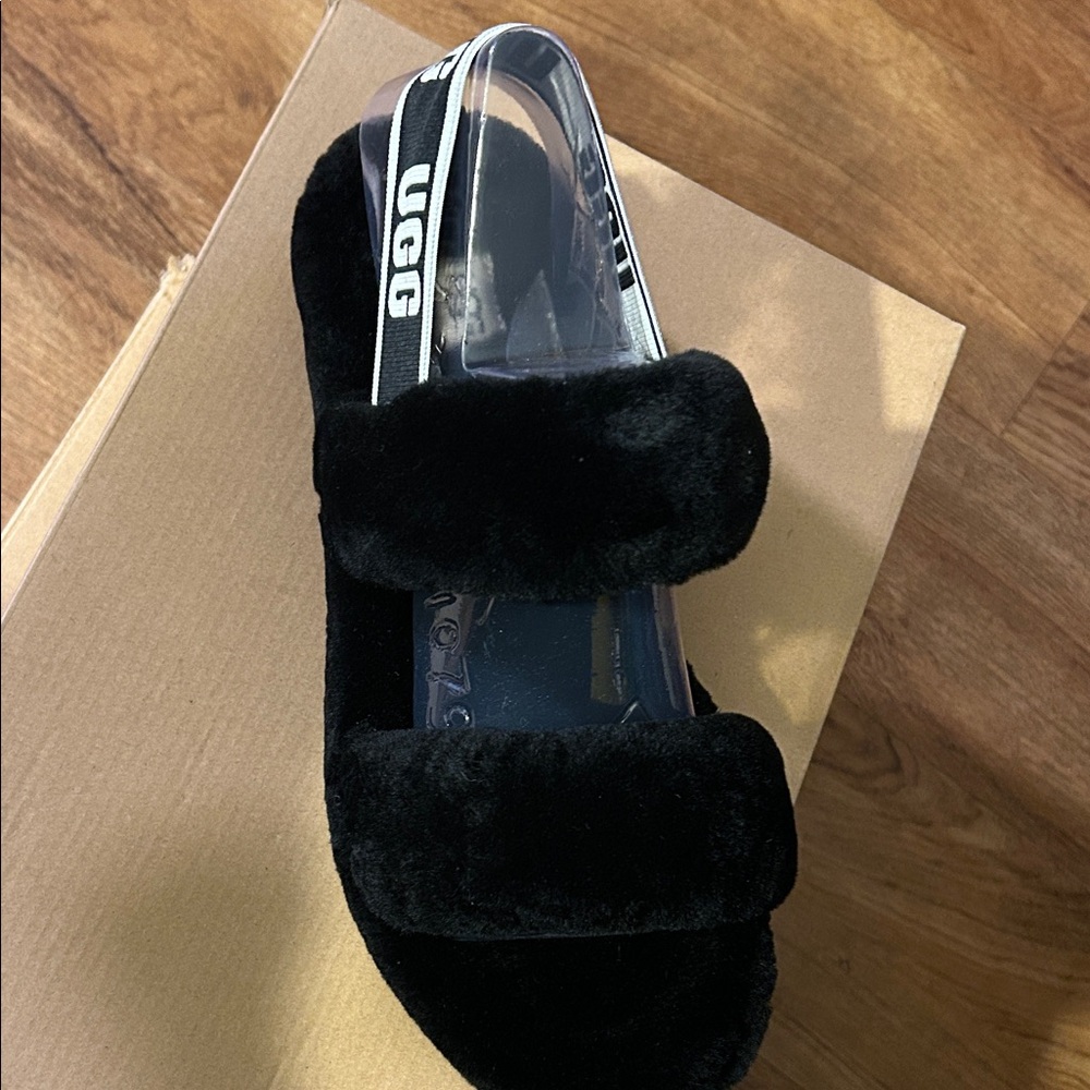 UGG Women's Black Plush Slippers